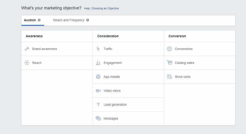 objectives Facebook adverts